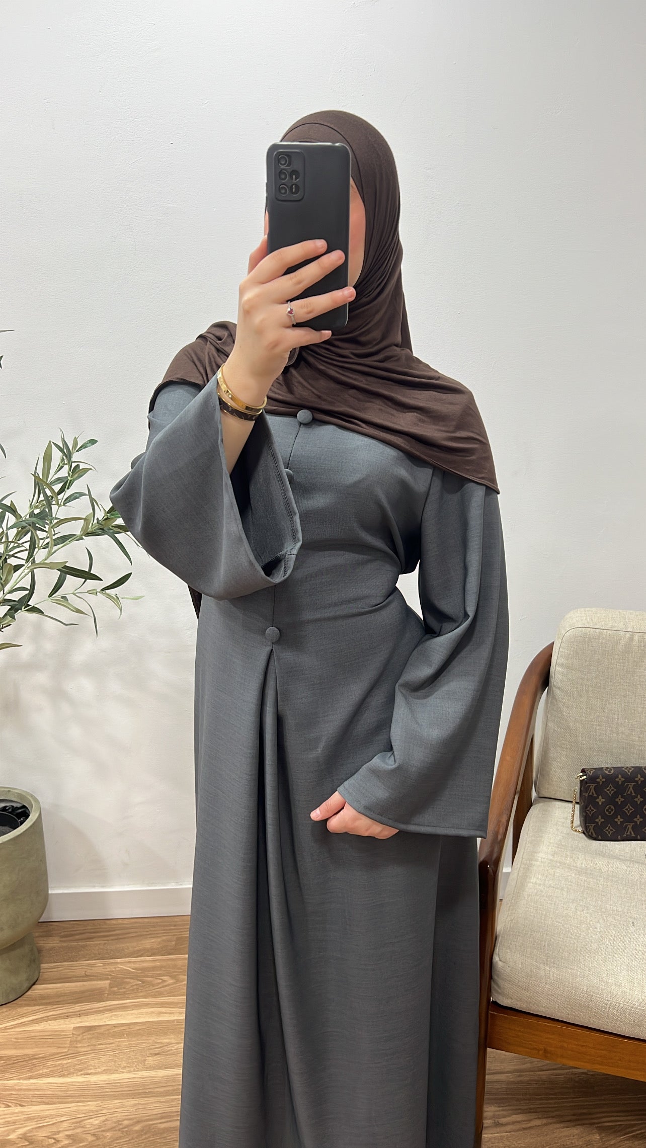 Vestido botones gris