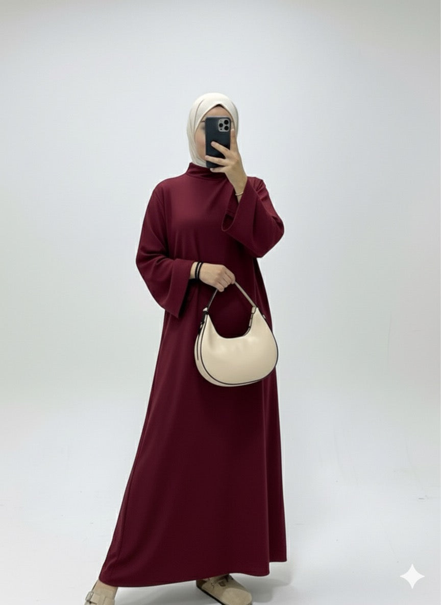 Vestido granate cuello alto A6