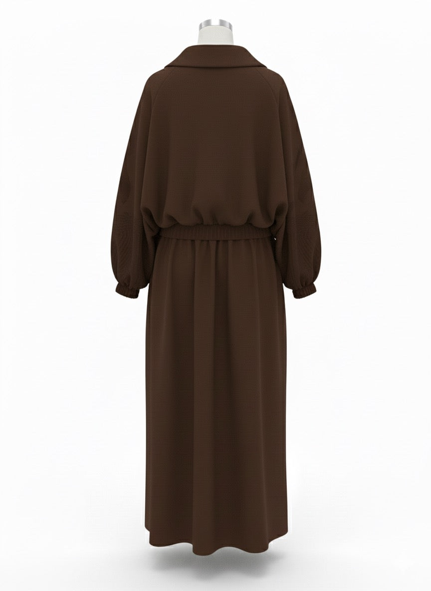 Conjunto marron falda sudadera A64