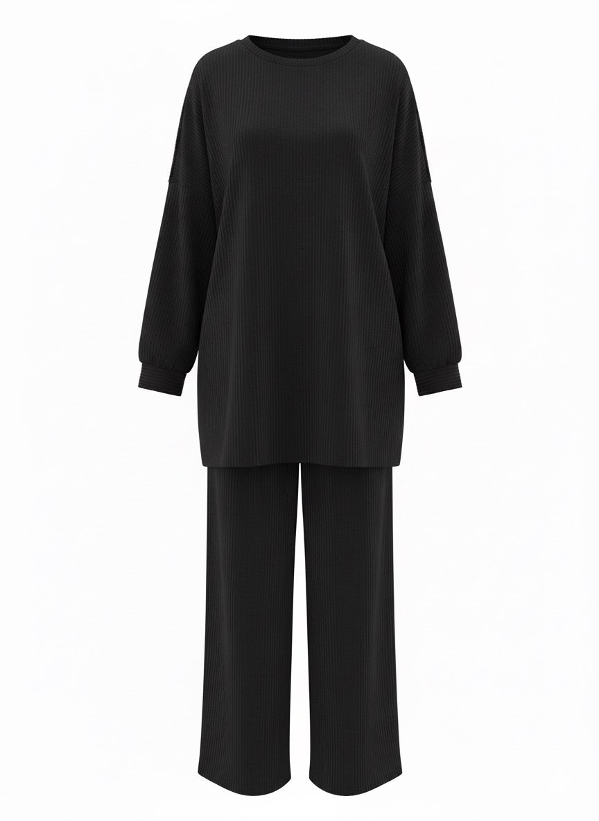 Conjunto largo pana negro A46