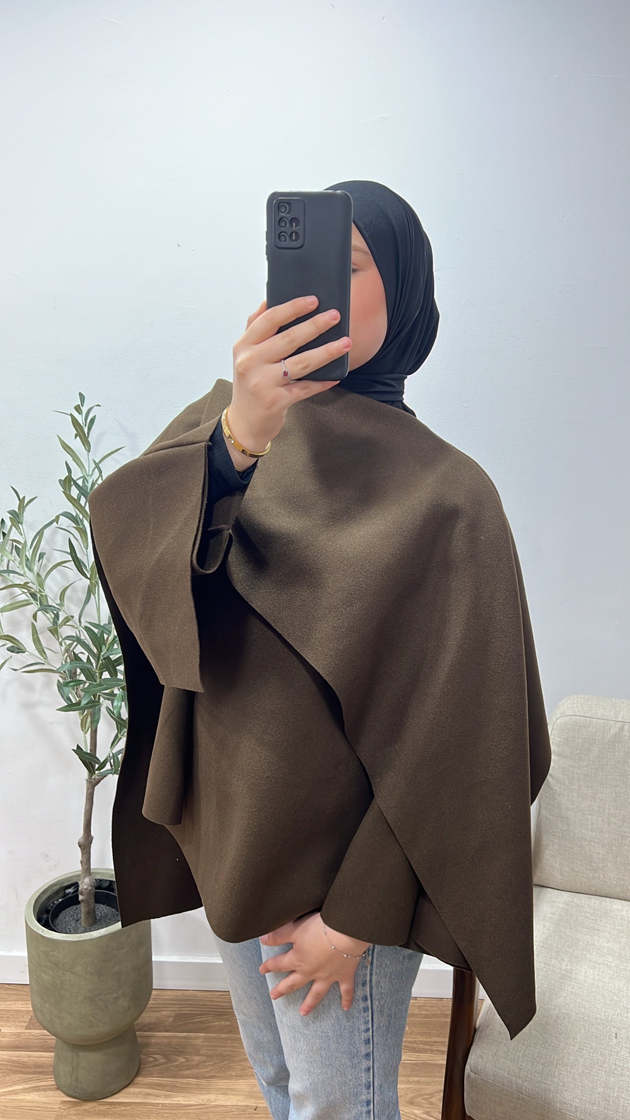 Poncho bufanda marron