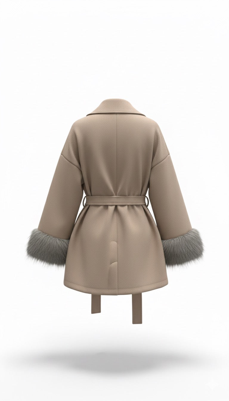 Abrigo pelo brazos camel A13