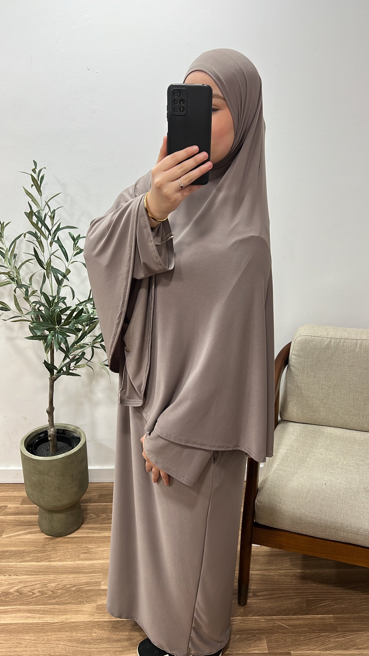 Khimar abaya jersey premium Taupe