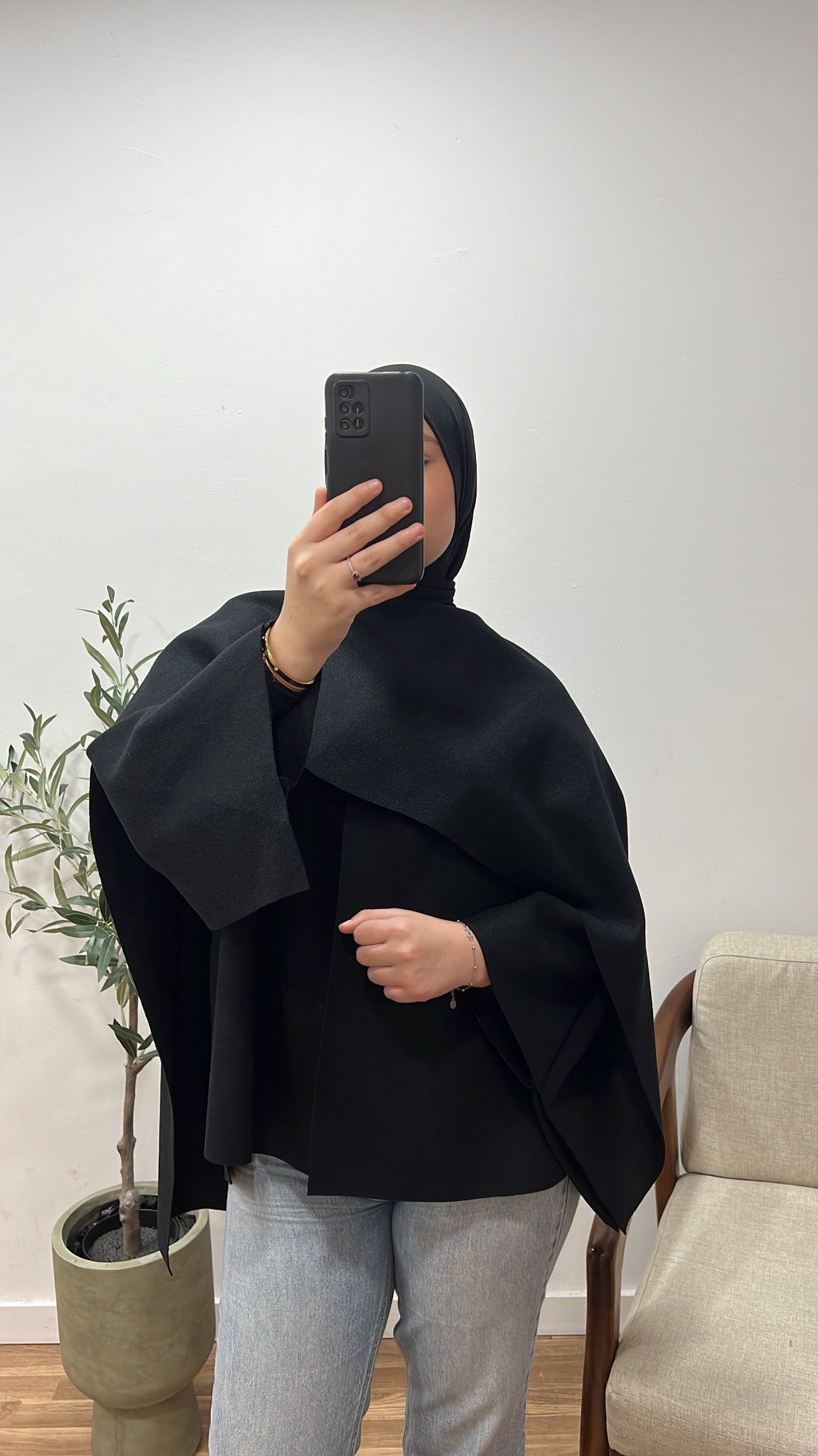 Poncho bufanda negro