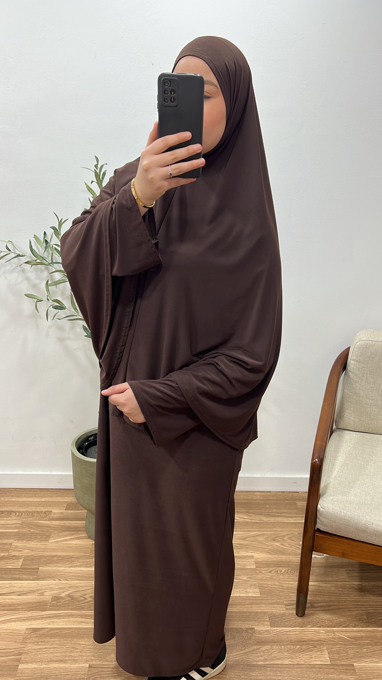 Khimar abaya jersey premium chocolate