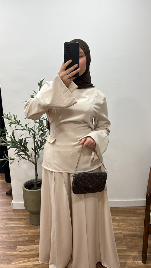 Conjunto falda beige