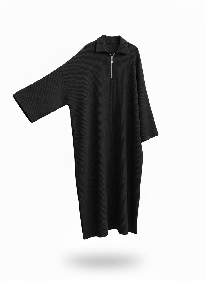 Vestido pana maxi negro mariposa A61