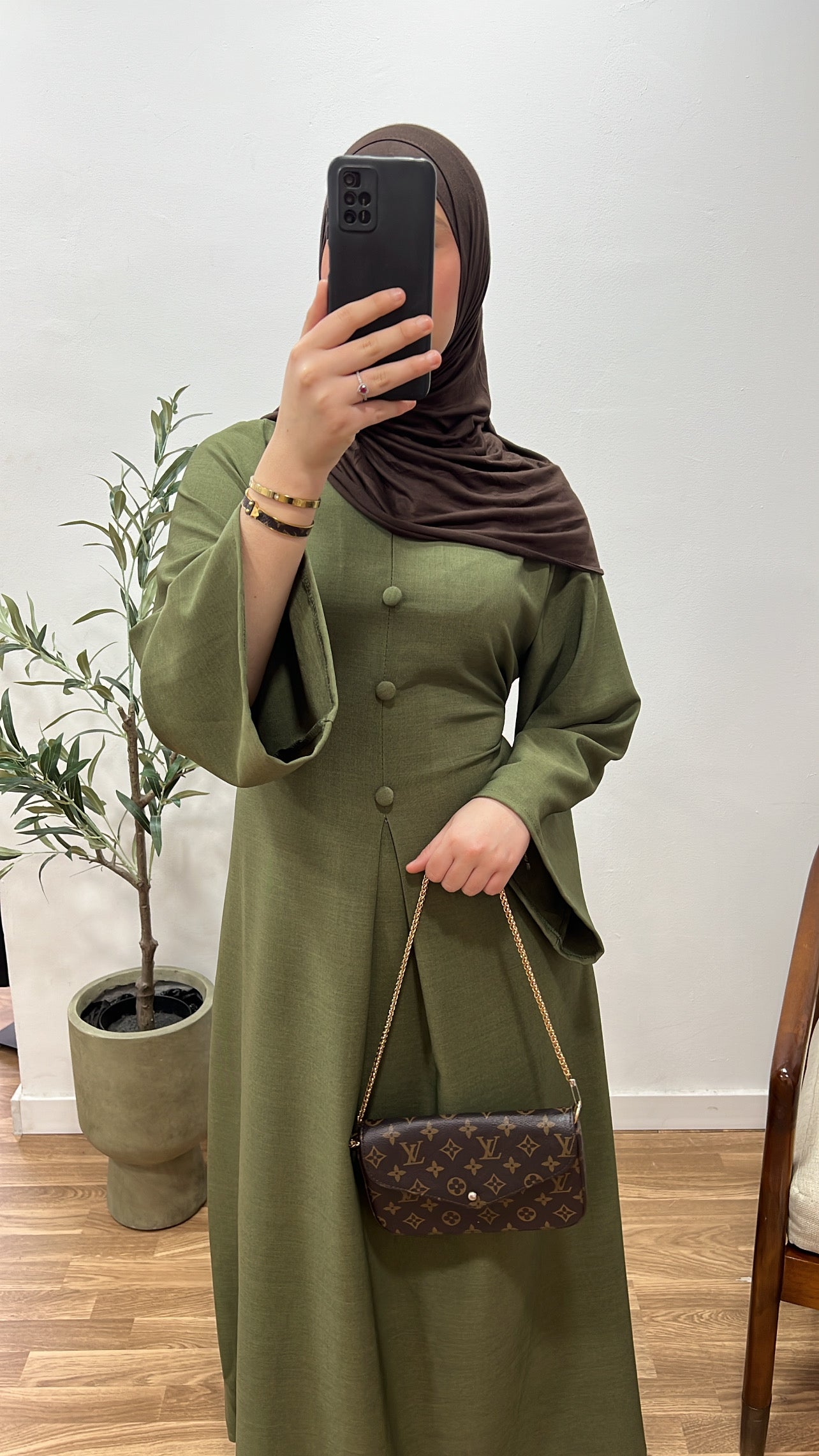 Vestido botones verde