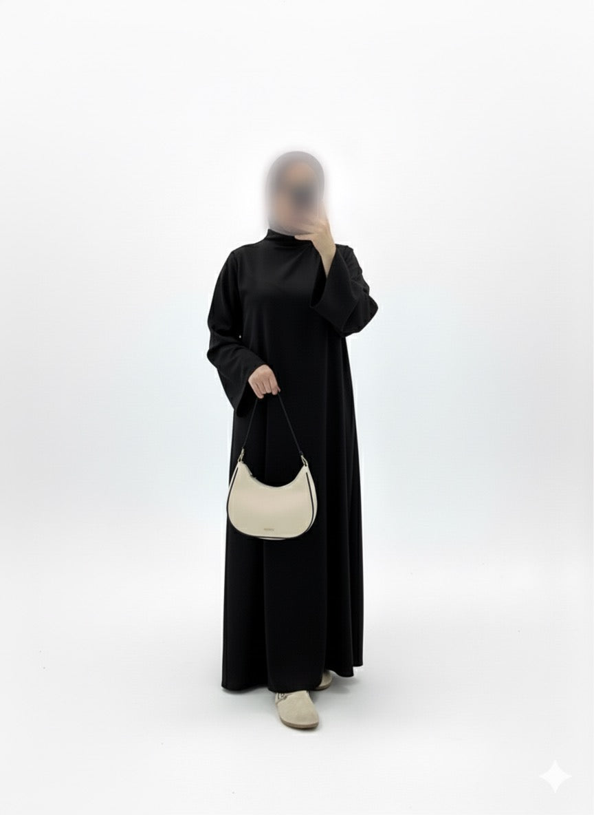 Vestido largo cuello alto negro A8