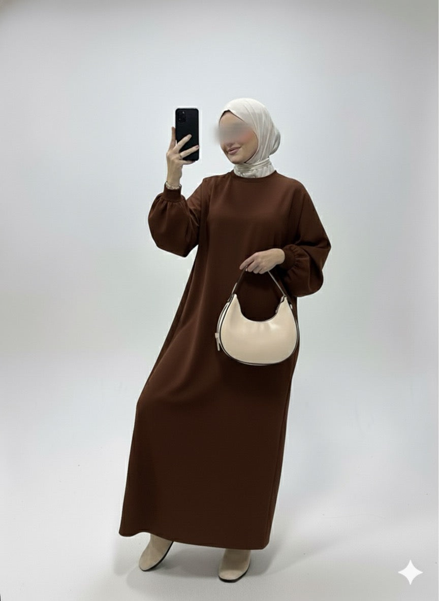 Vestido sudadera marron vivo A35