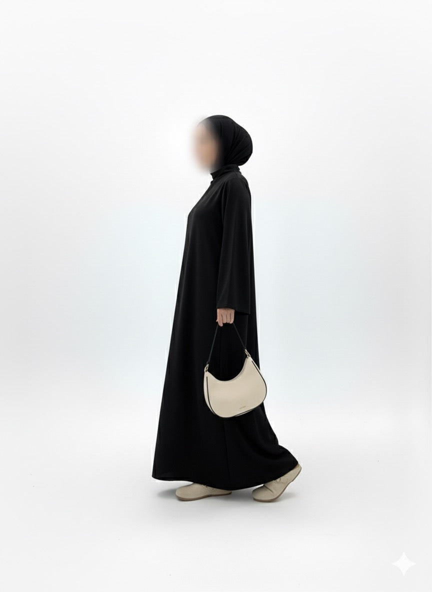 Vestido largo cuello alto negro A8