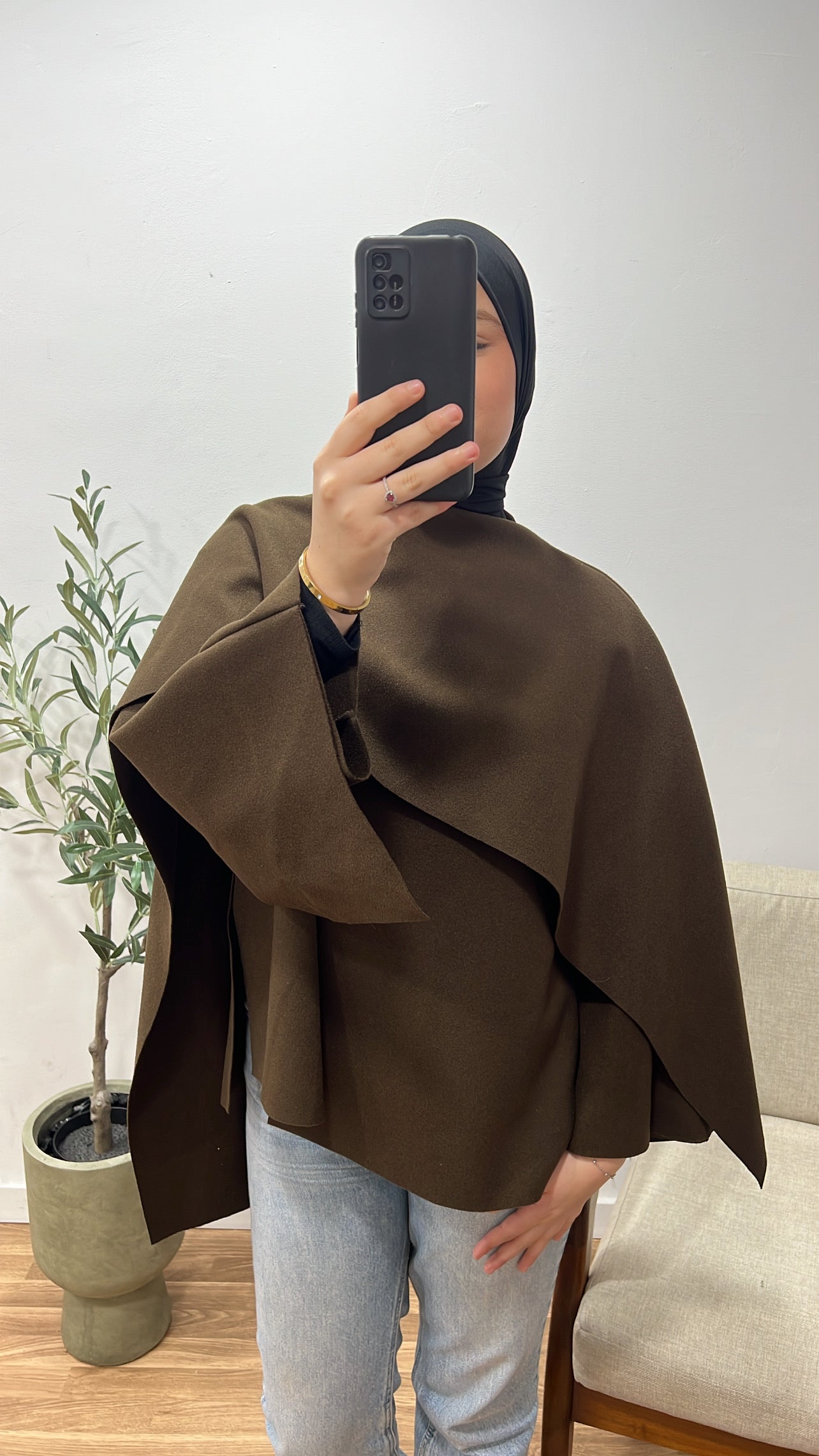 Poncho bufanda marron