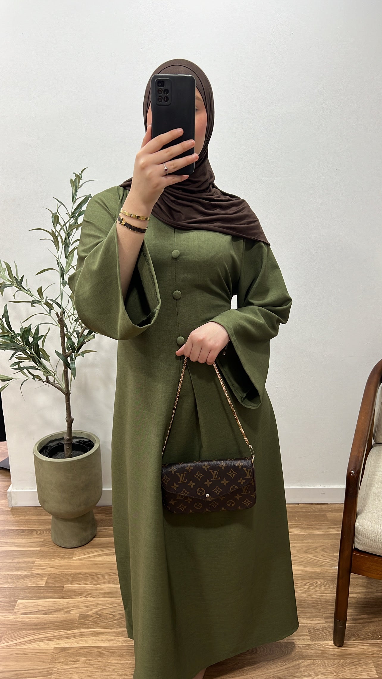 Vestido botones verde