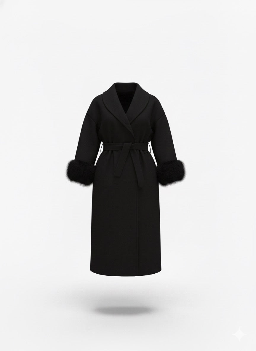 Abrigo pelo brazos negro A24