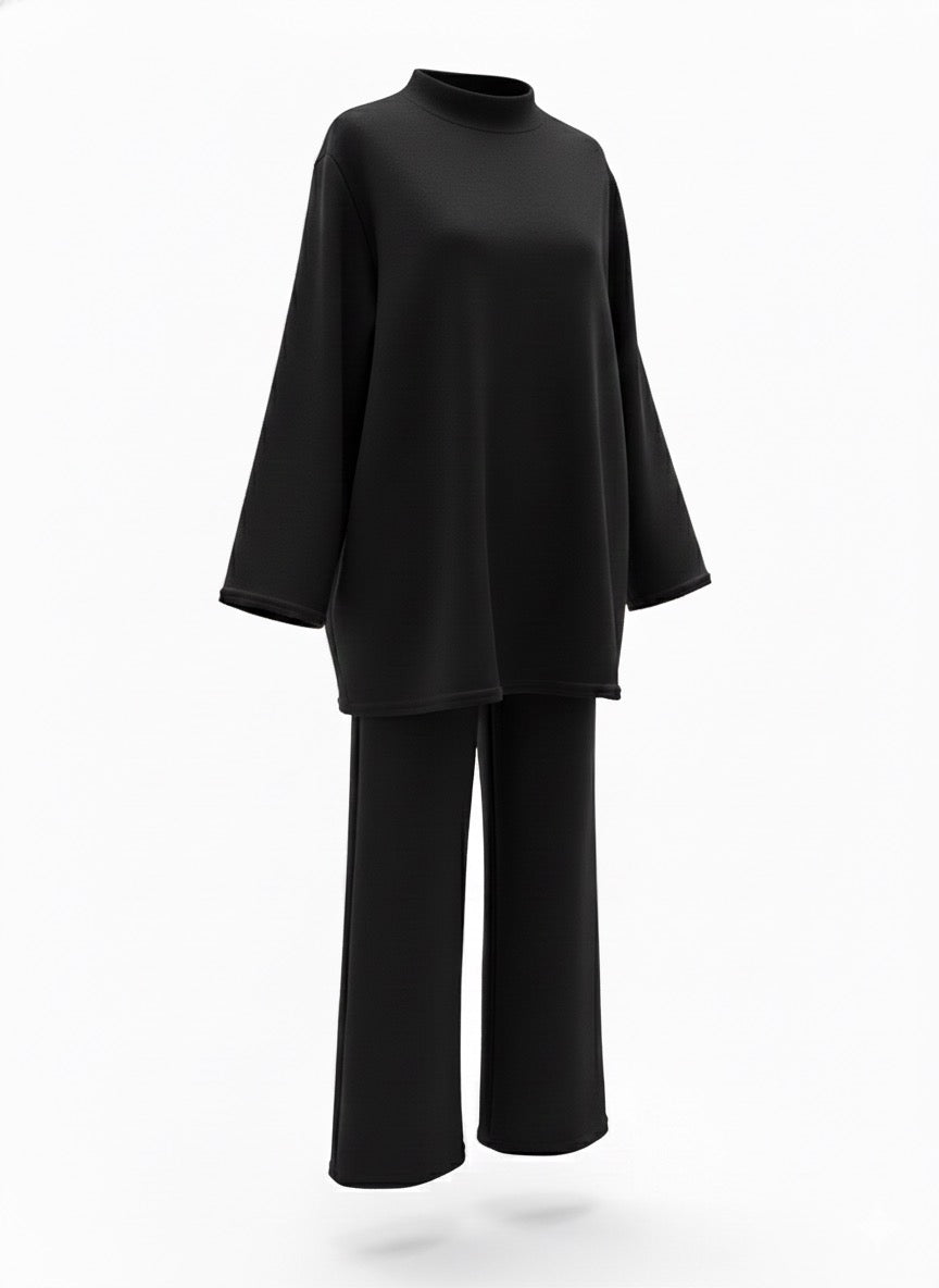 Conjunto lana negro cuello alto A12