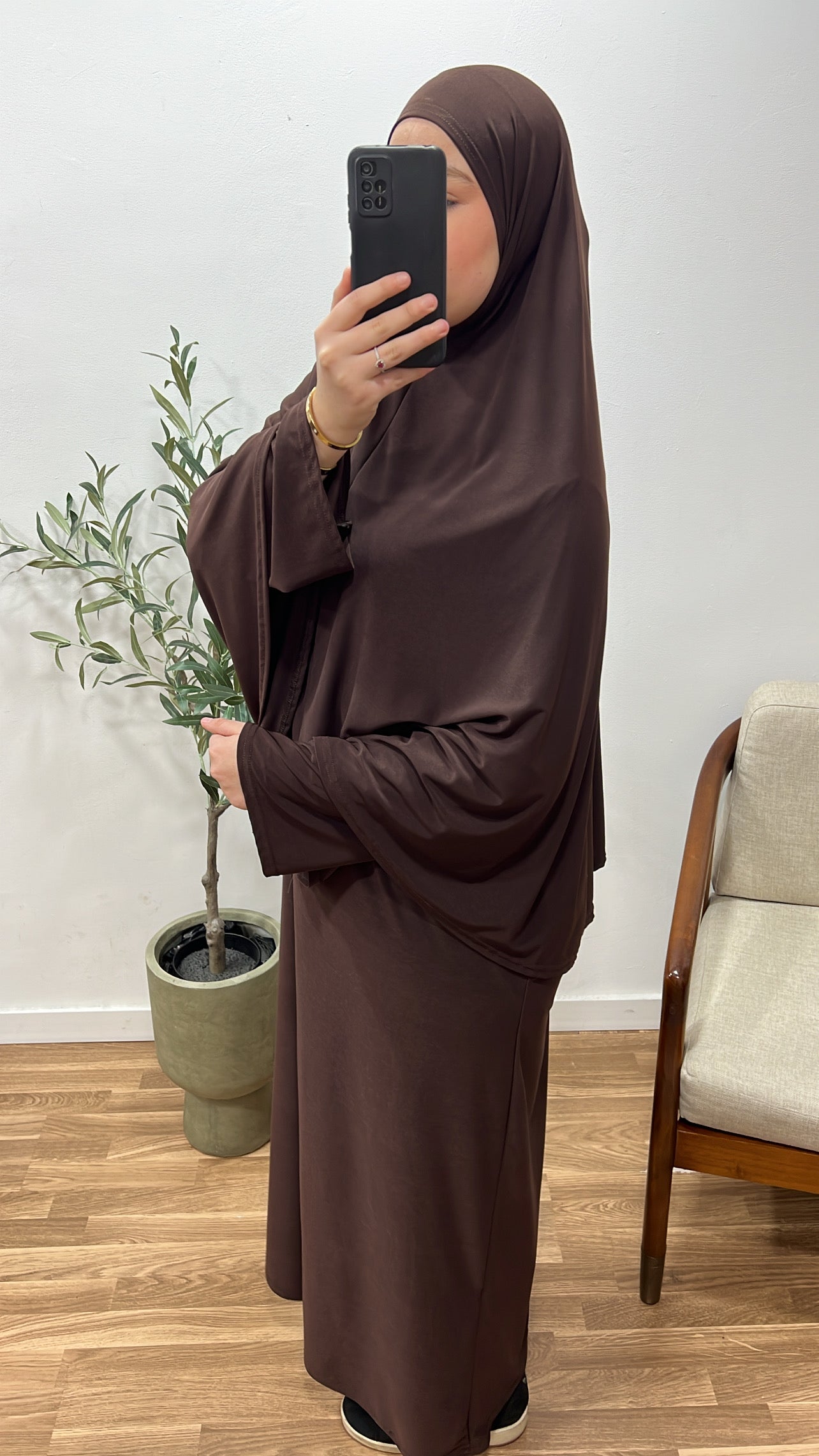Khimar abaya jersey premium chocolate