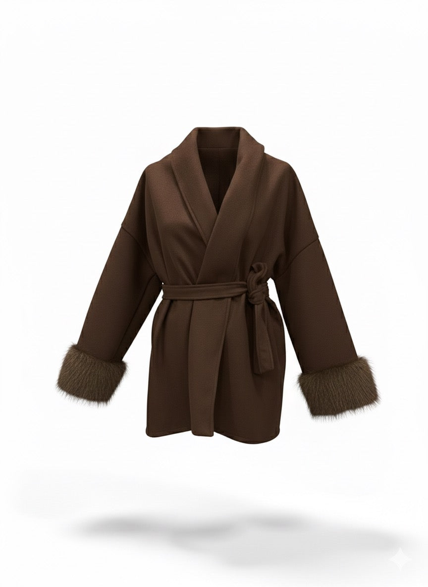 Abrigo pelo brazos marrón A3