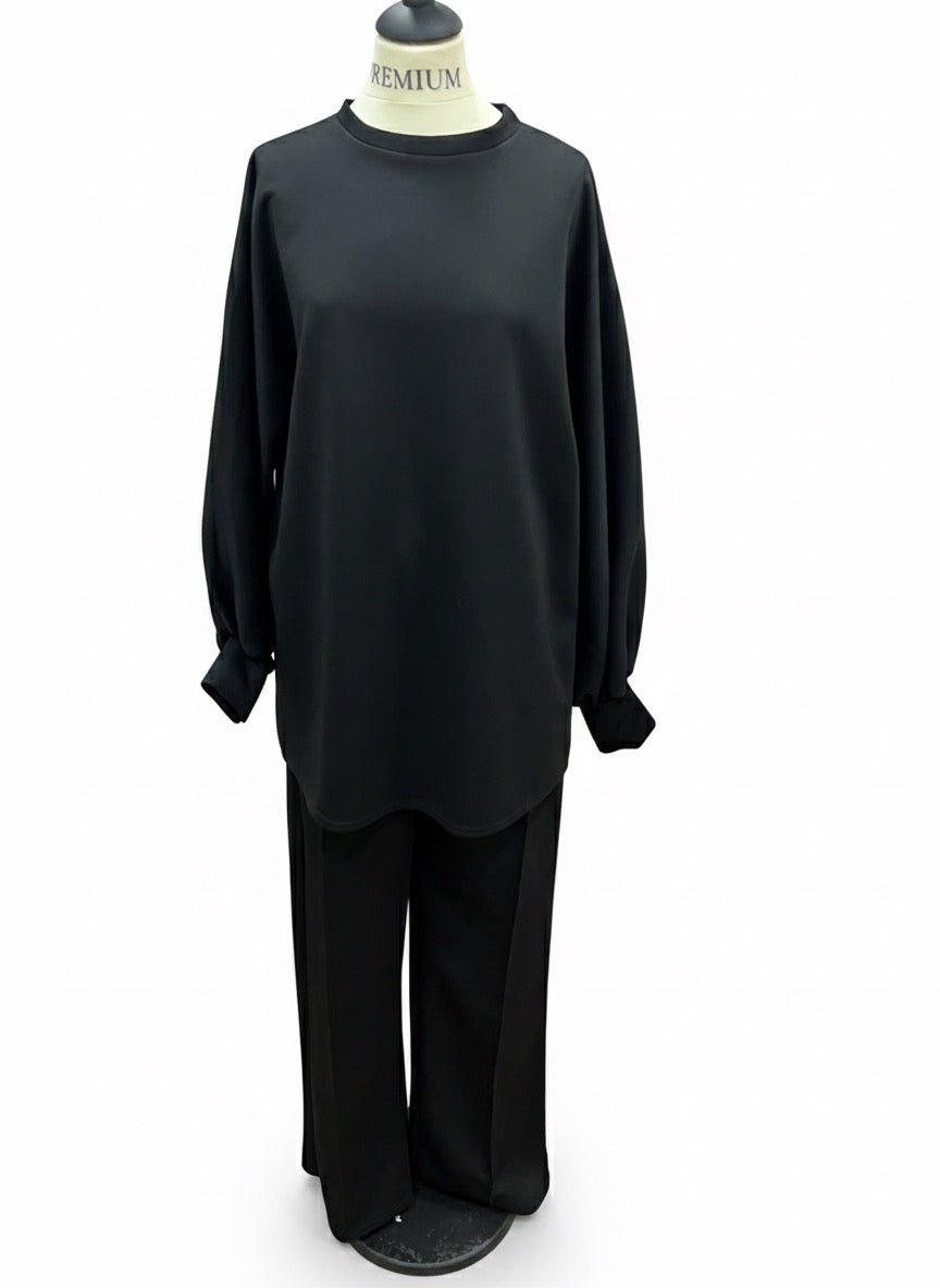 Conjunto largo negro tipo chandal A80