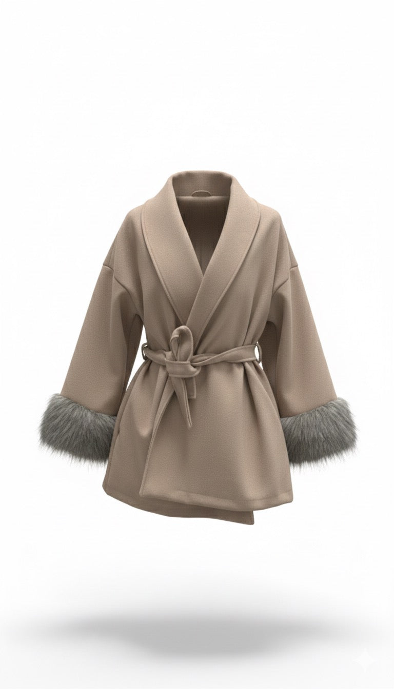 Abrigo pelo brazos camel A13