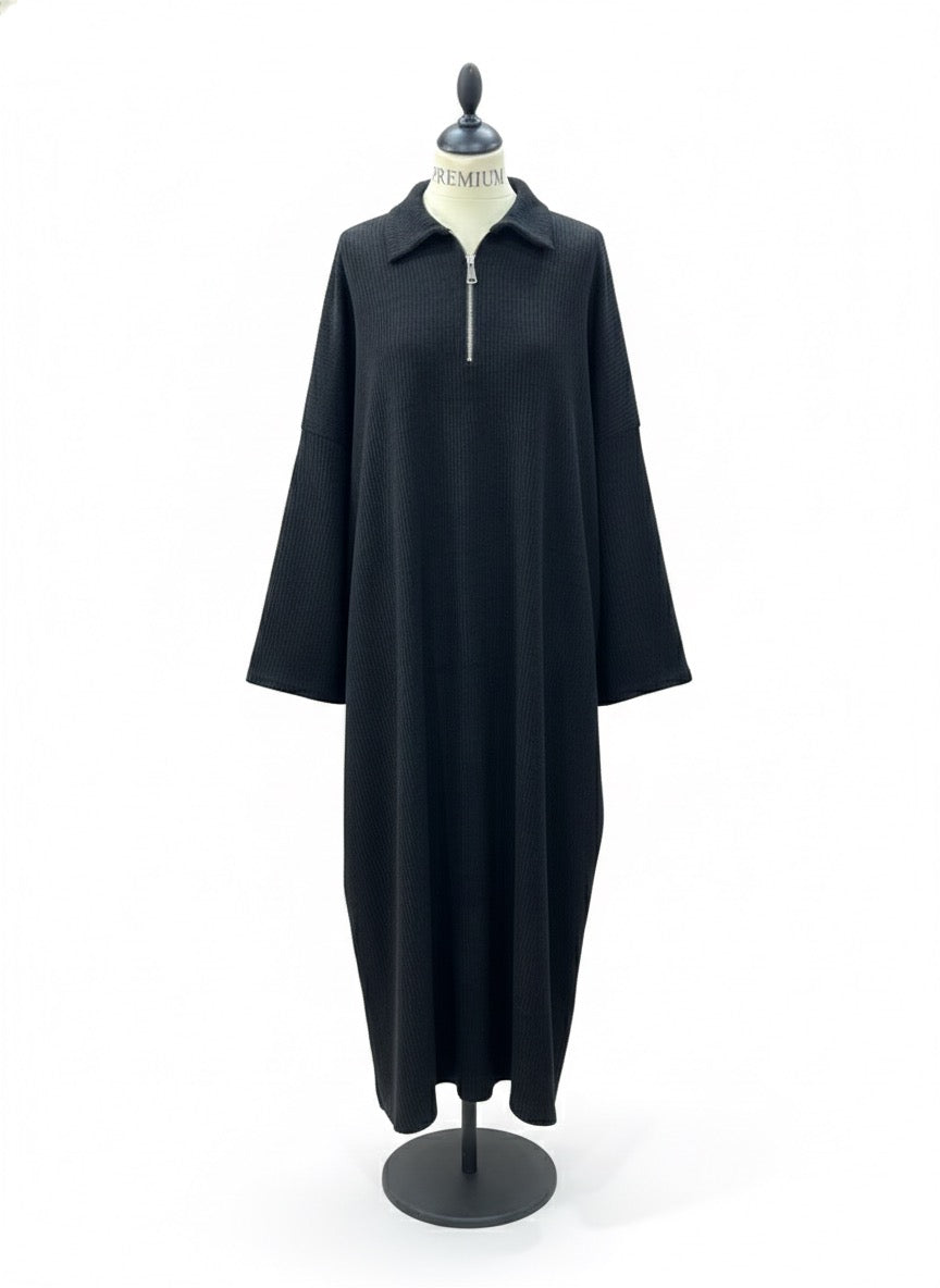 Vestido pana maxi negro mariposa A61