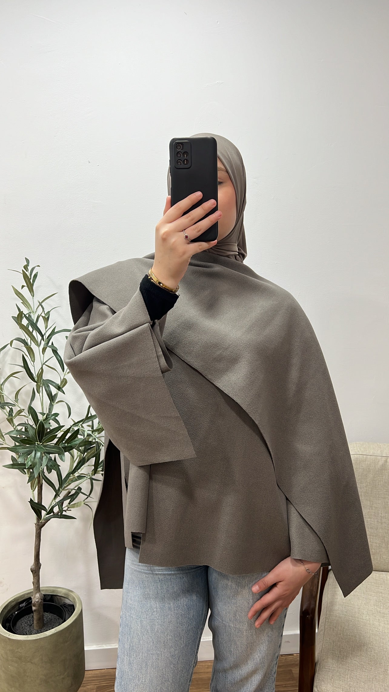 Poncho bufanda taupe