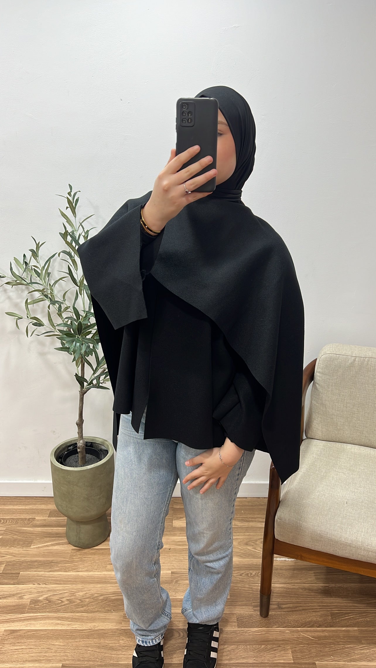 Poncho bufanda negro