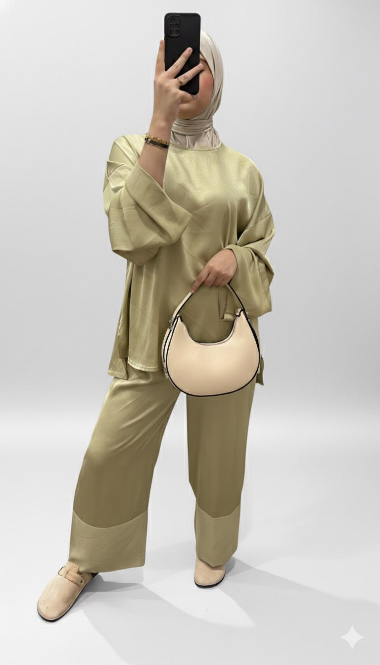 conjunto saten verde A14