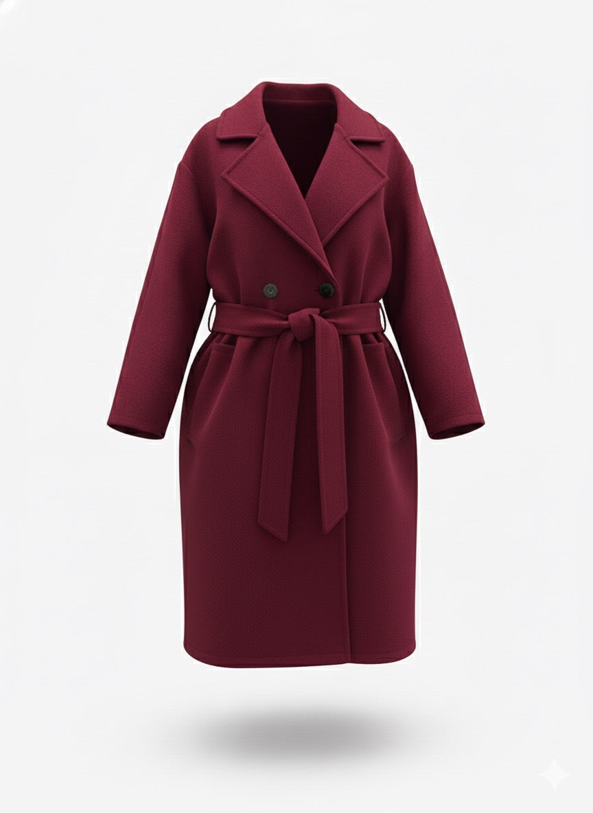 abrigo granate bolsillos A57