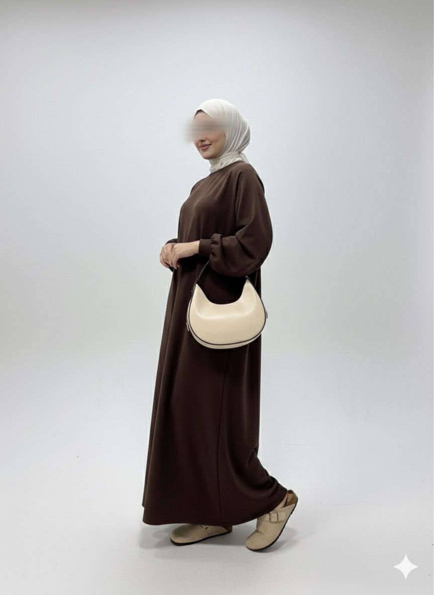 Vestido sudadera marron oscuro A36